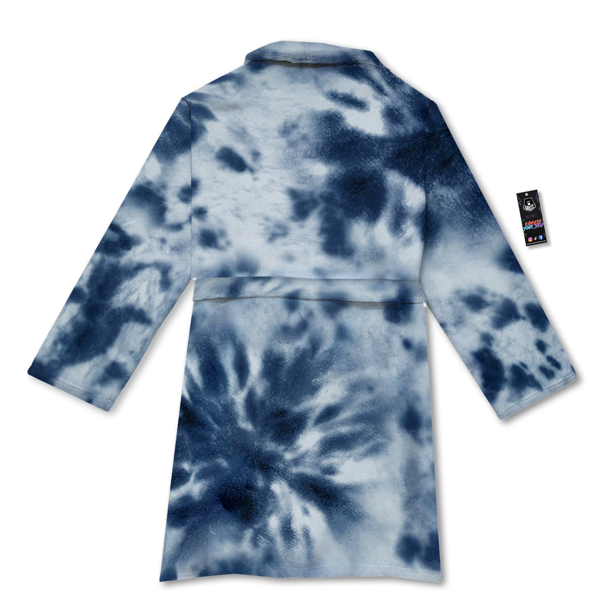 Tie Dye Blue Shibori Print Bathrobe-grizzshop