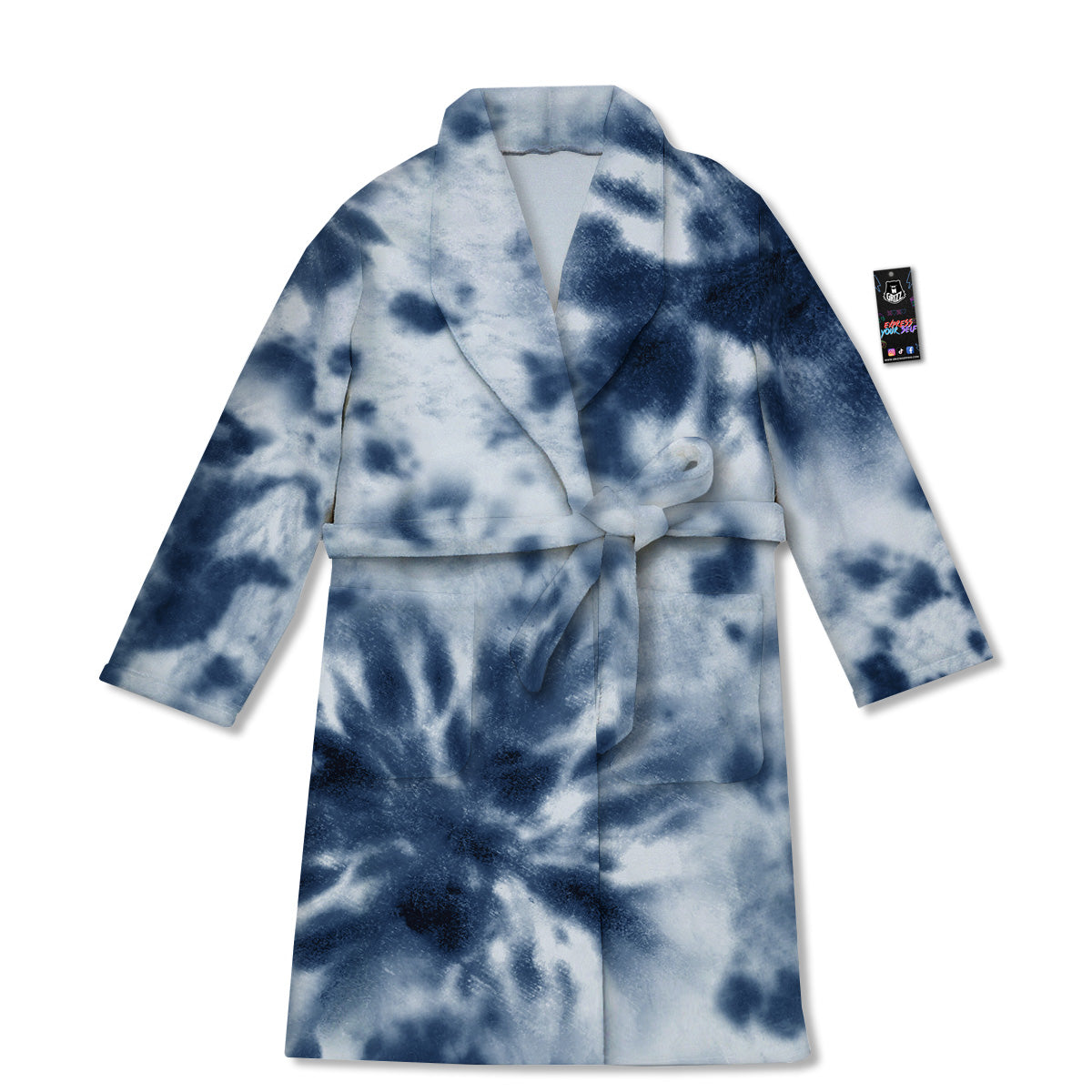 Tie Dye Blue Shibori Print Bathrobe-grizzshop