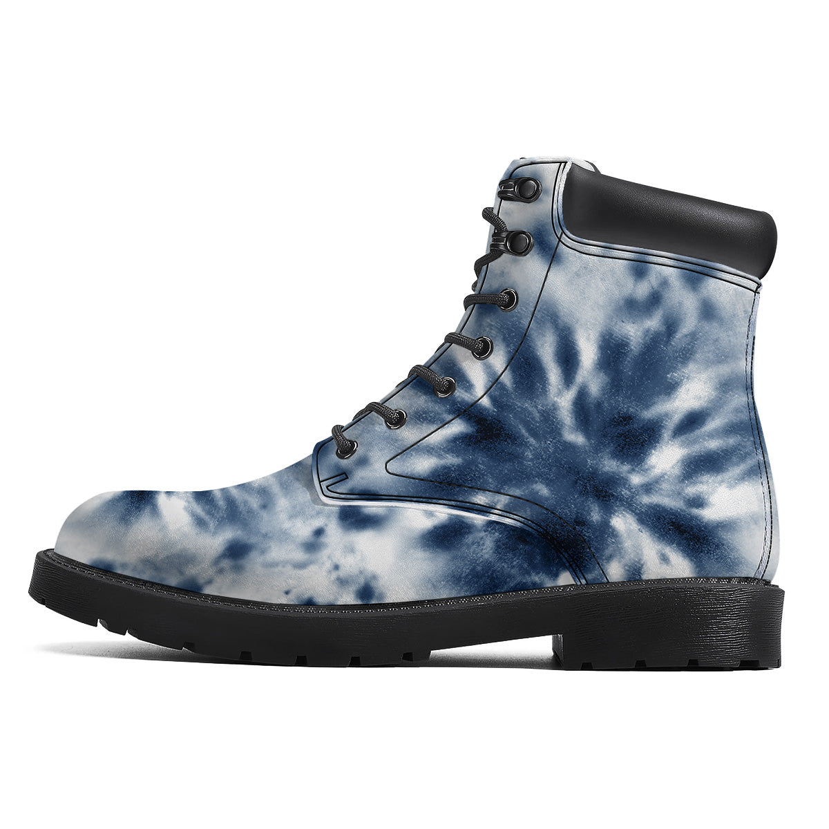 Tie Dye Blue Shibori Print Boots-grizzshop