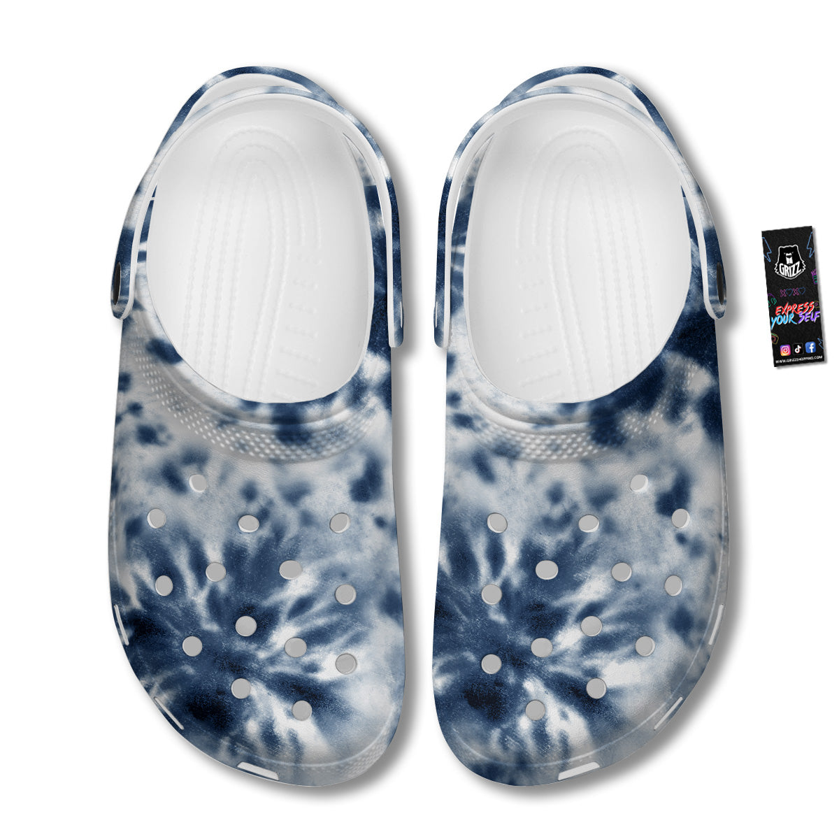 Tie Dye Blue Shibori Print Clog-grizzshop