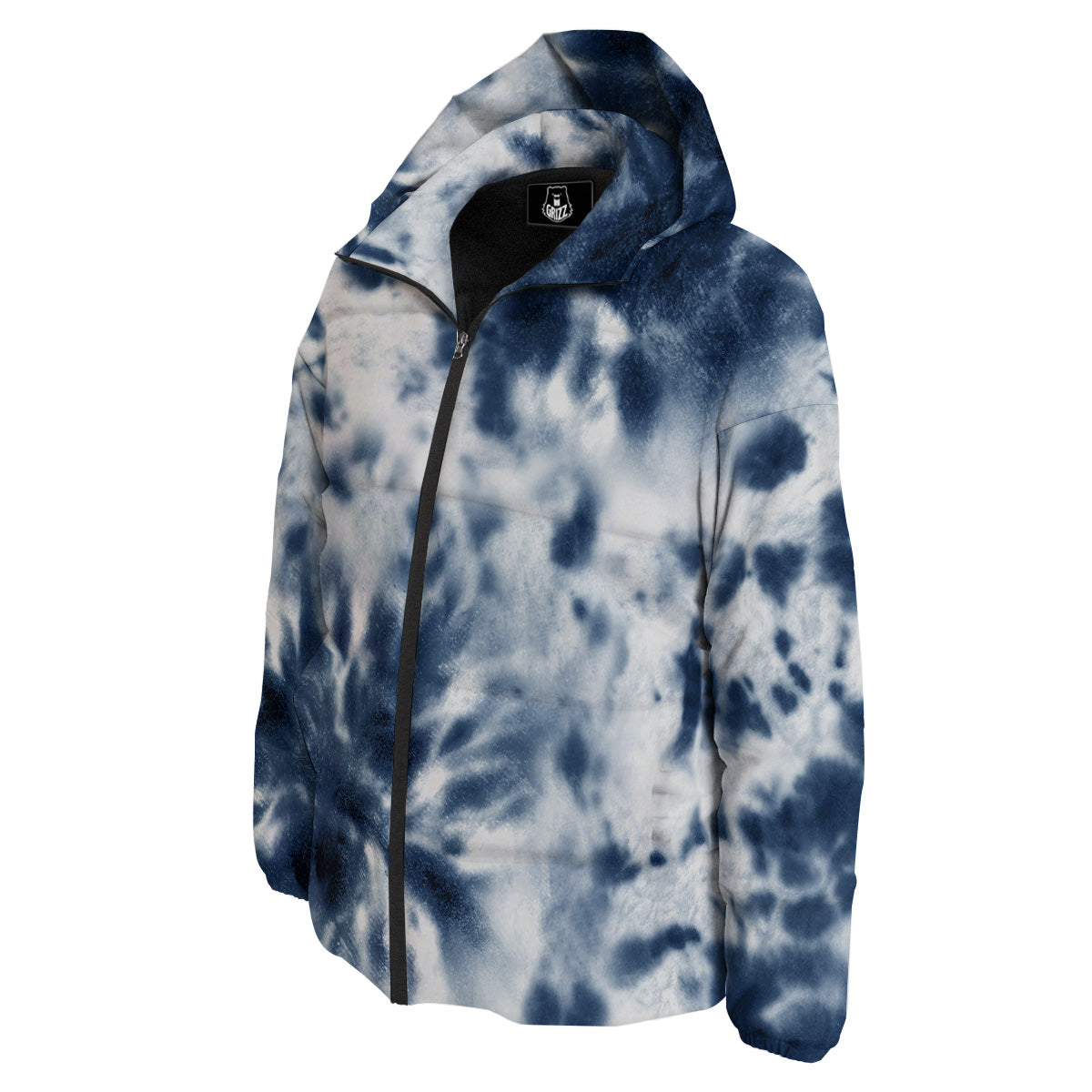 Tie Dye Blue Shibori Print Down Jacket-grizzshop