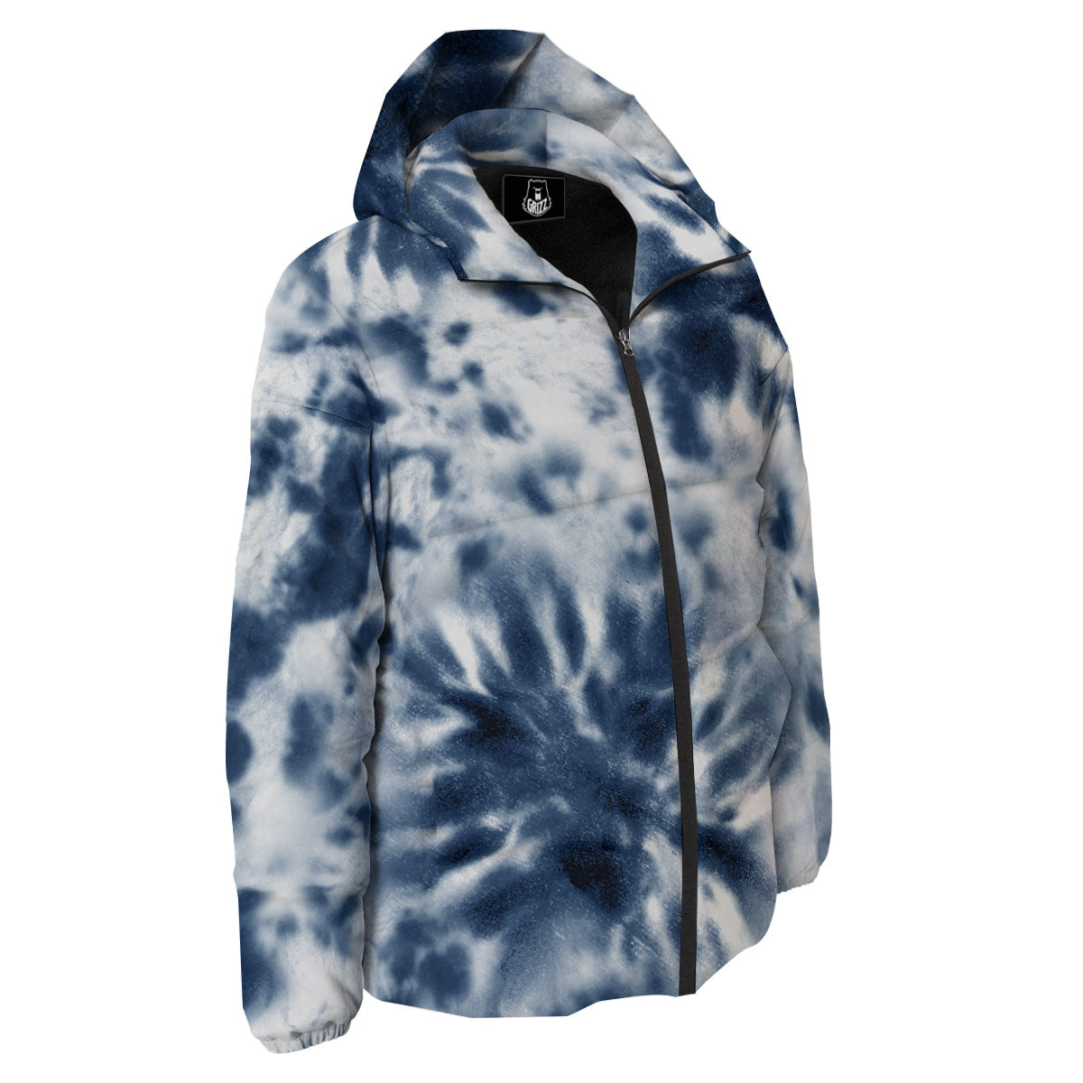 Tie Dye Blue Shibori Print Down Jacket-grizzshop