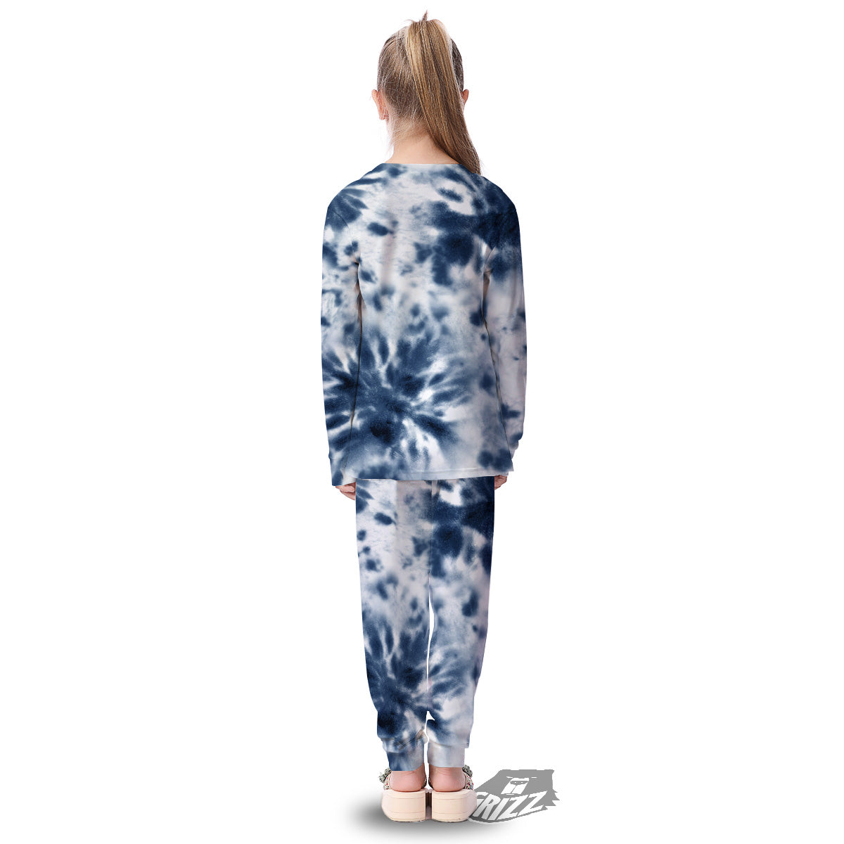 Tie Dye Blue Shibori Print Kid's Pajamas-grizzshop