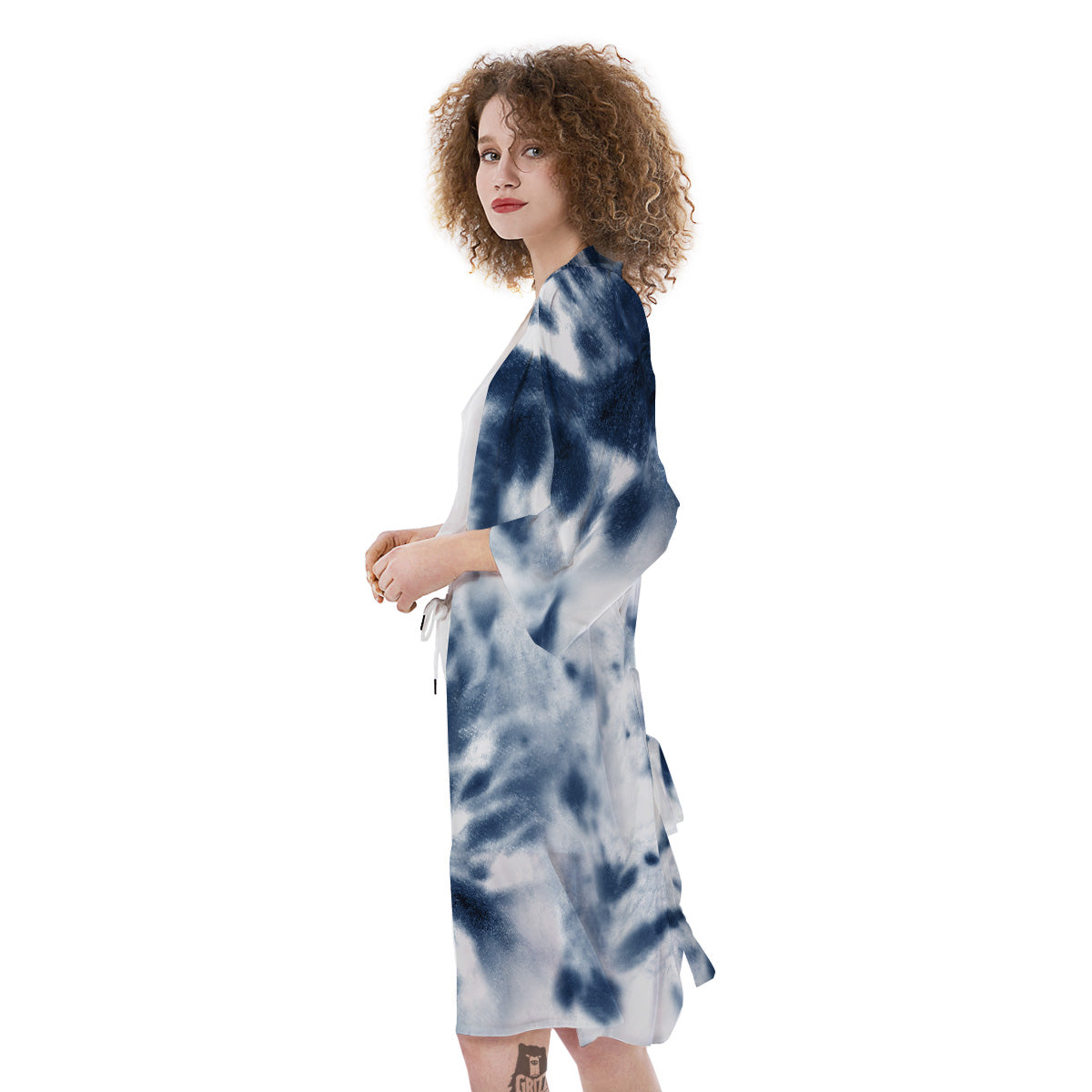 Tie Dye Blue Shibori Print Kimono-grizzshop