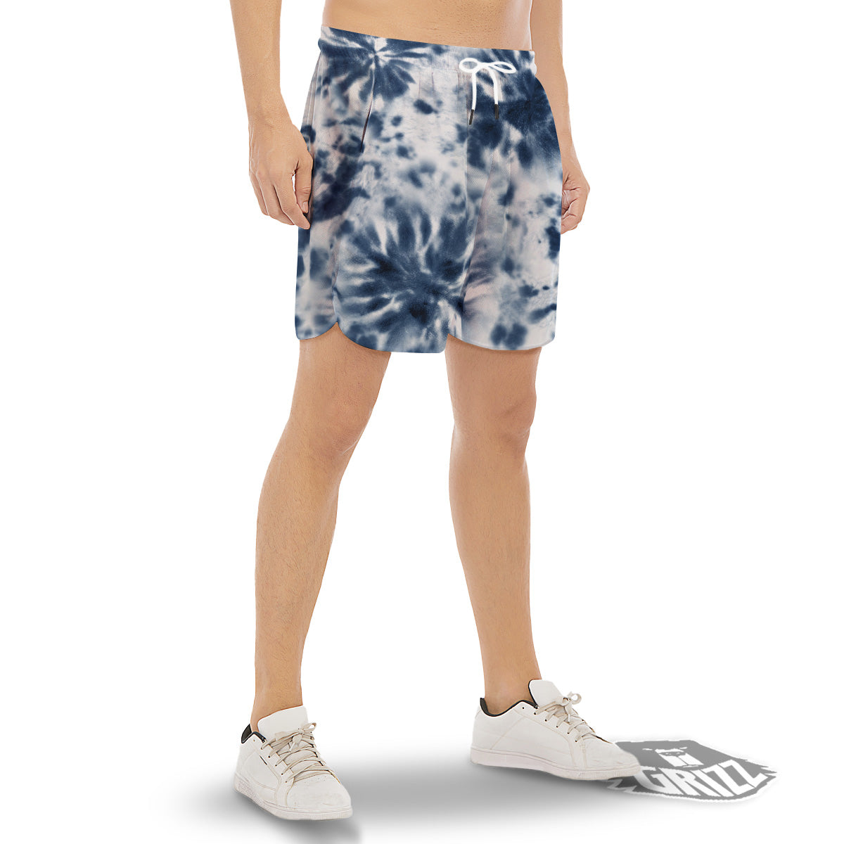 Tie Dye Blue Shibori Print Men's Gym Shorts-grizzshop
