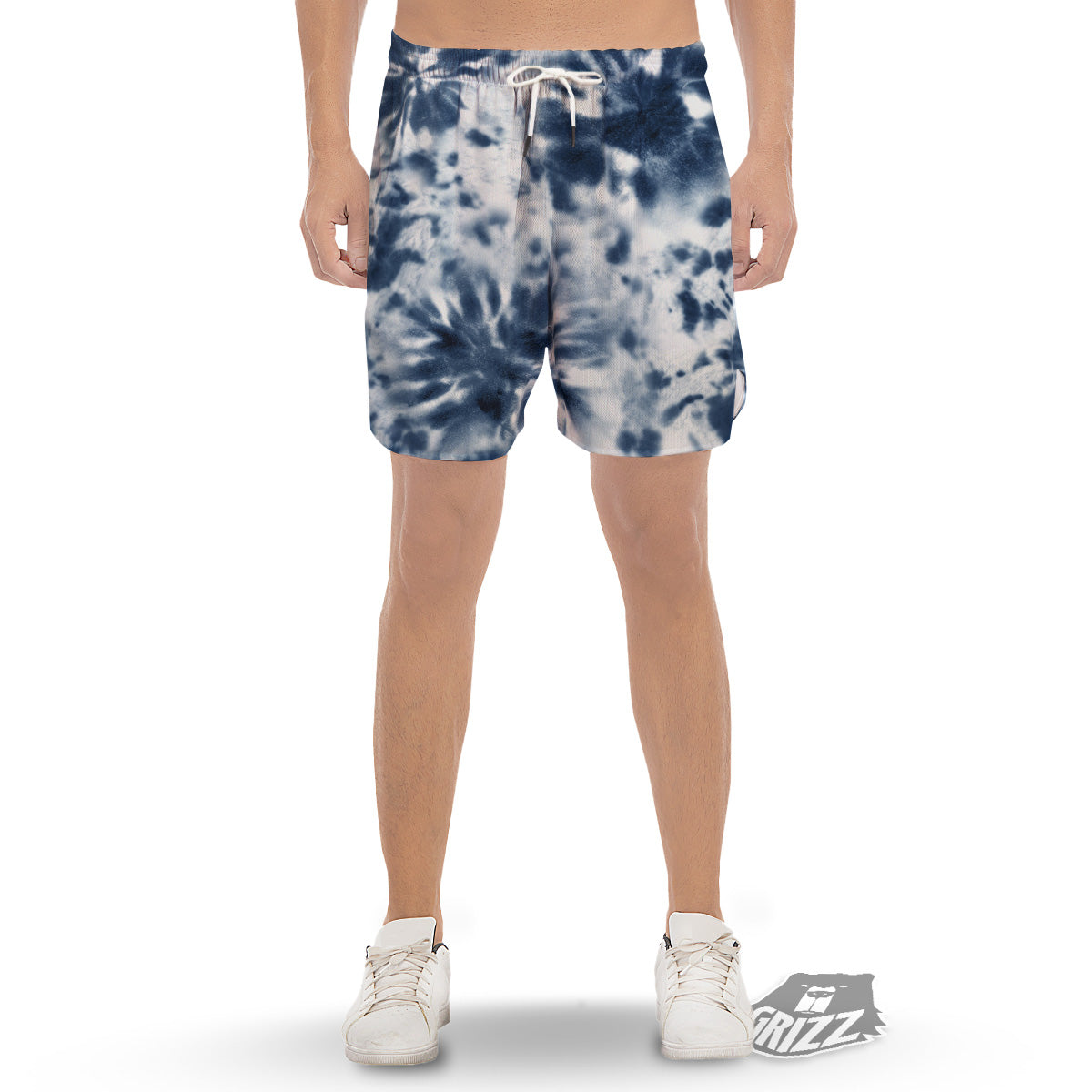 Tie Dye Blue Shibori Print Men's Gym Shorts-grizzshop