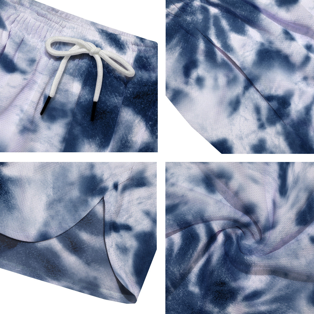 Tie Dye Blue Shibori Print Men's Running Shorts-grizzshop