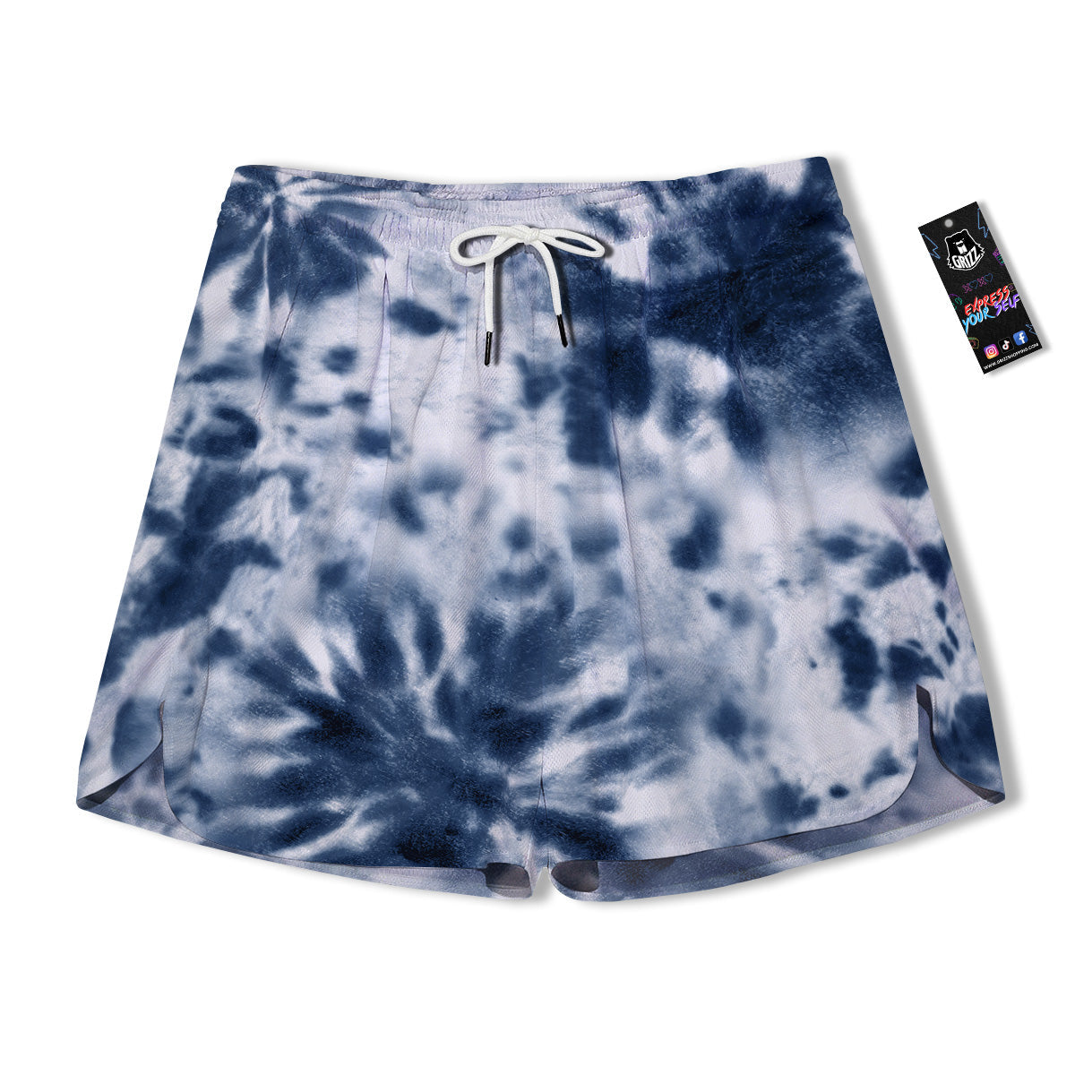 Tie Dye Blue Shibori Print Men's Running Shorts-grizzshop