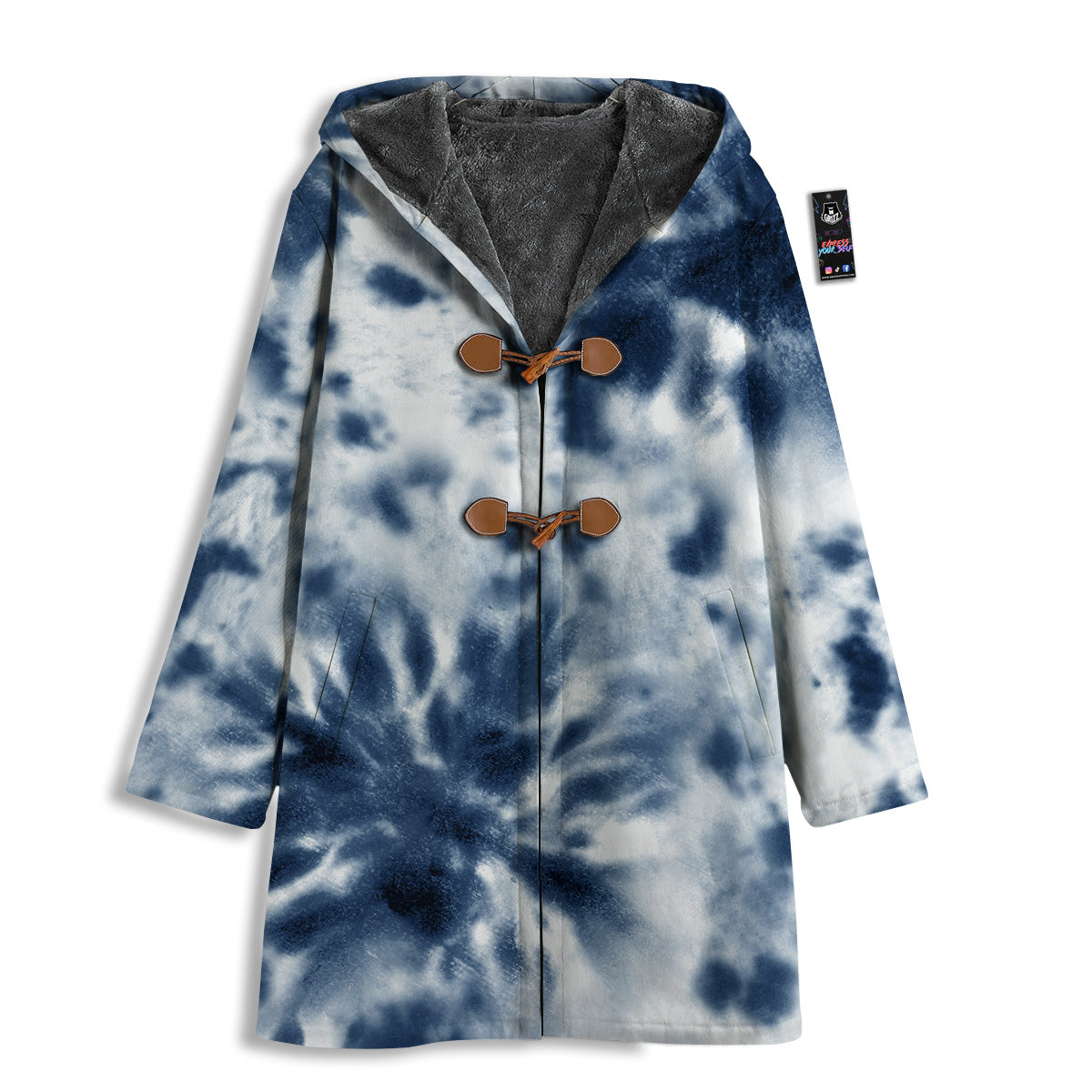 Tie Dye Blue Shibori Print Men's Windbreaker Jacket-grizzshop