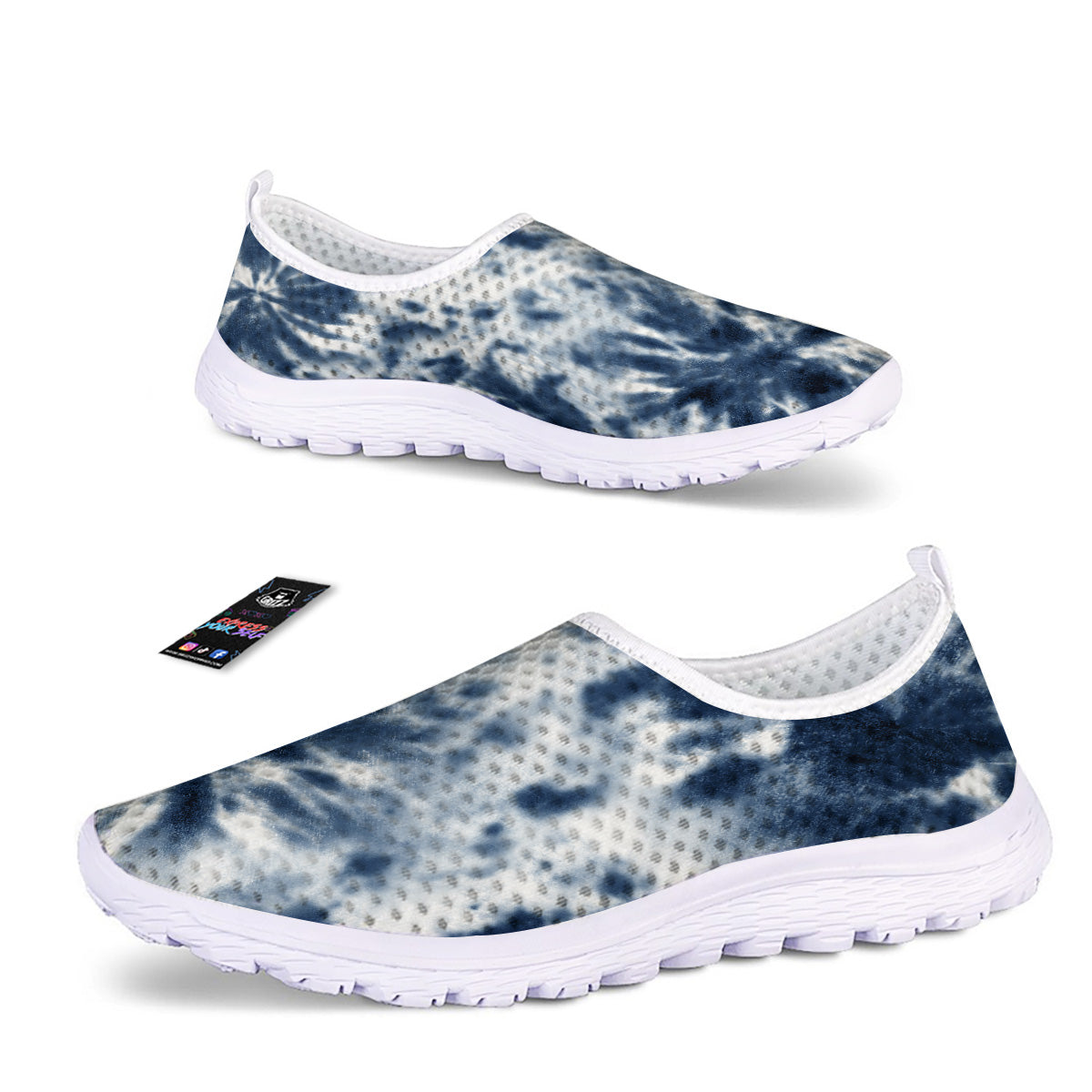 Tie Dye Blue Shibori Print Nurse Shoes-grizzshop