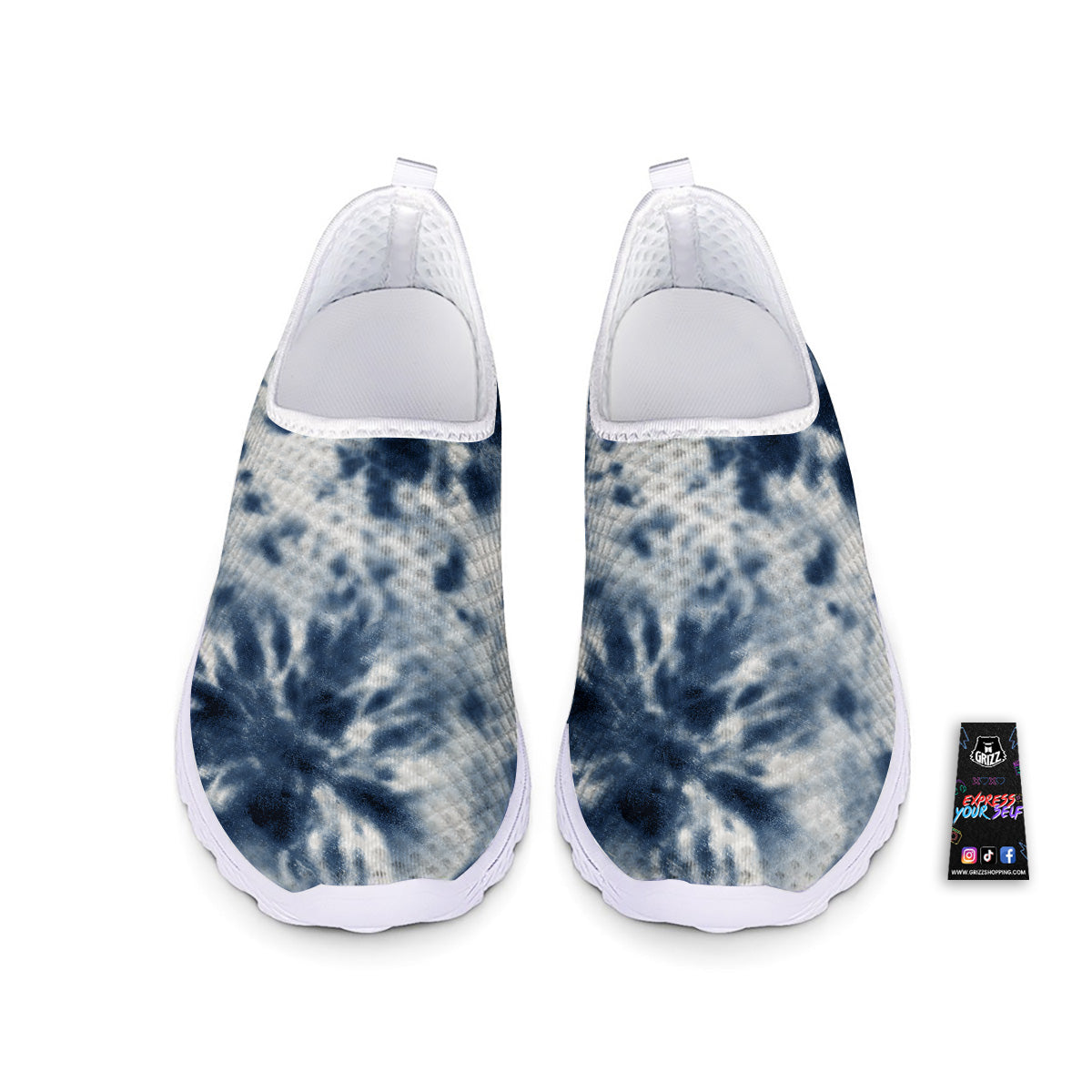 Tie Dye Blue Shibori Print Nurse Shoes-grizzshop