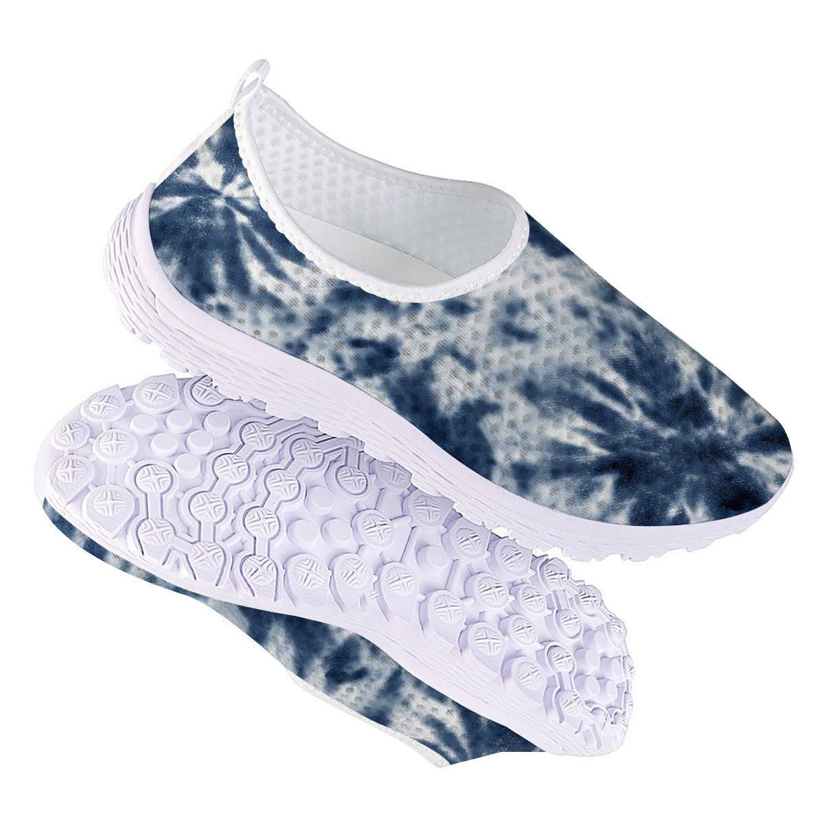 Tie Dye Blue Shibori Print Nurse Shoes-grizzshop