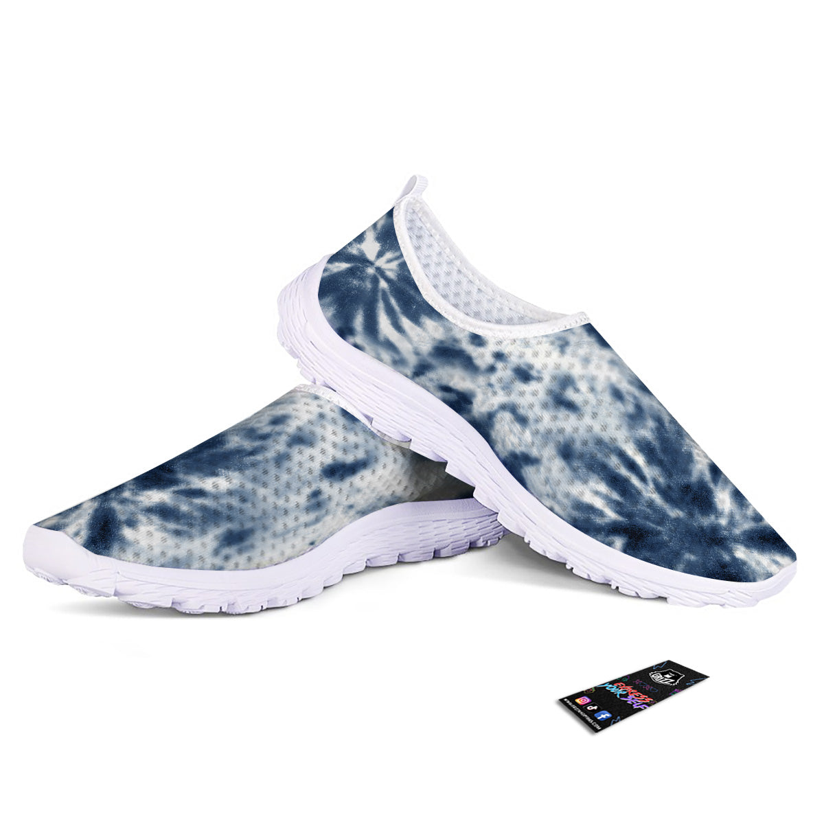 Tie Dye Blue Shibori Print Nurse Shoes-grizzshop
