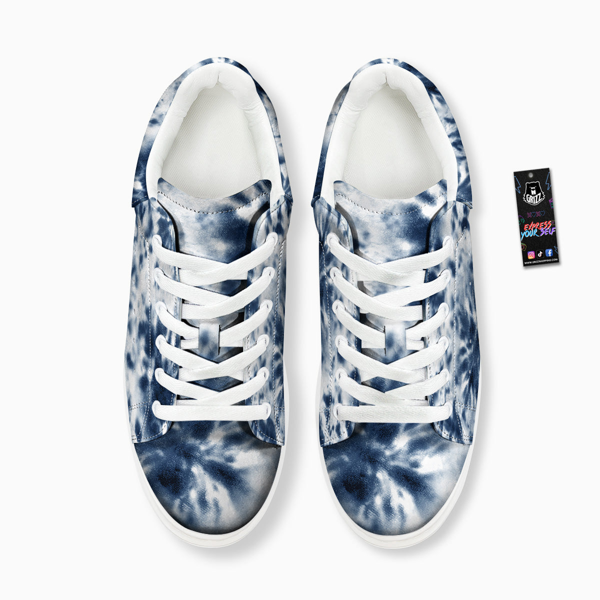 Tie Dye Blue Shibori Print Platform Shoes-grizzshop