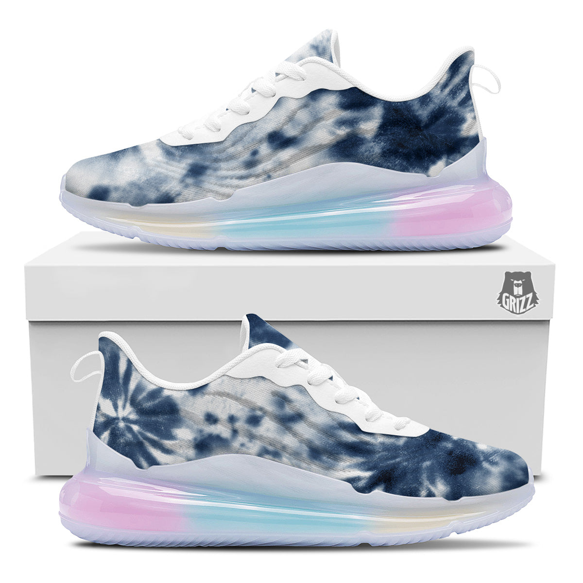 Tie Dye Blue Shibori Print Running Sneakers-grizzshop