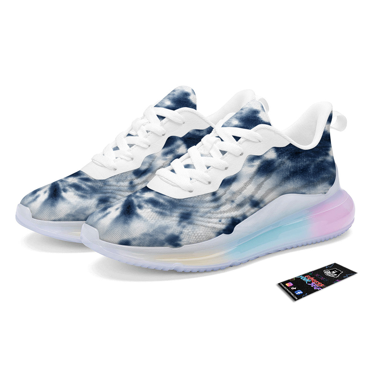 Tie Dye Blue Shibori Print Running Sneakers-grizzshop