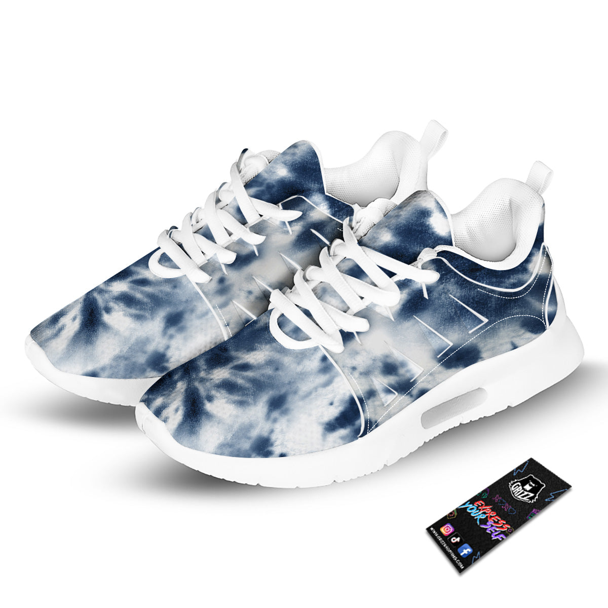 Tie Dye Blue Shibori Print Tennis Shoes-grizzshop
