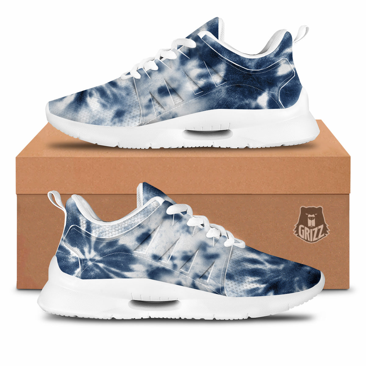 Tie Dye Blue Shibori Print Tennis Shoes-grizzshop