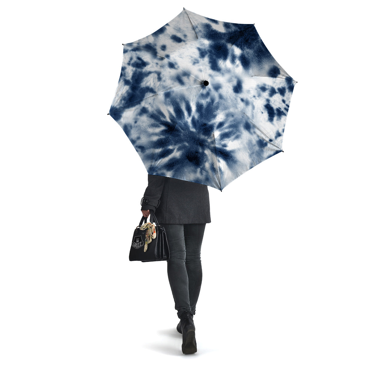 Tie Dye Blue Shibori Print Umbrella-grizzshop