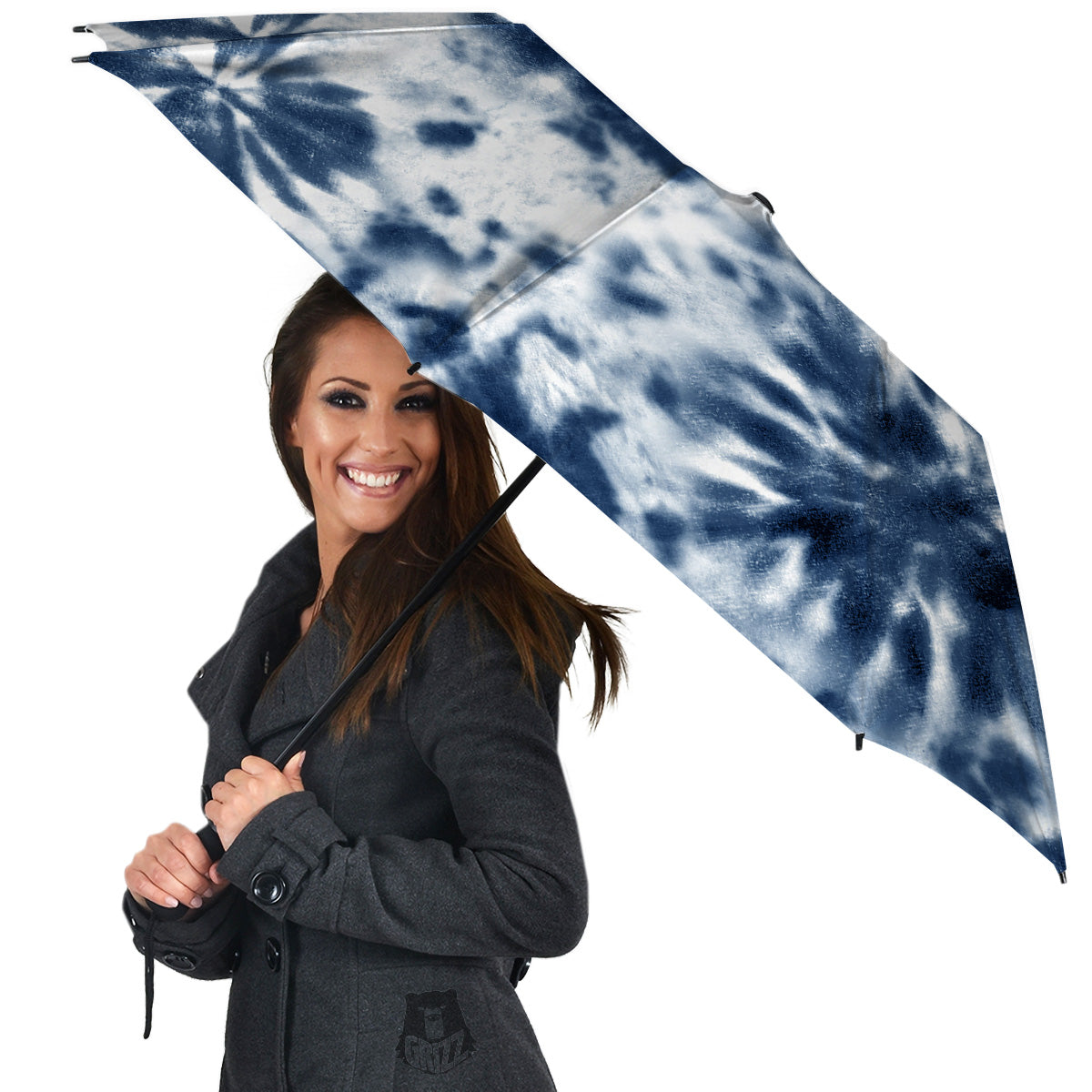 Tie Dye Blue Shibori Print Umbrella-grizzshop