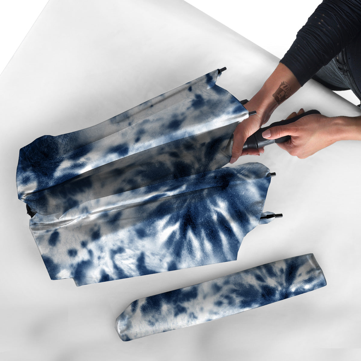 Tie Dye Blue Shibori Print Umbrella-grizzshop