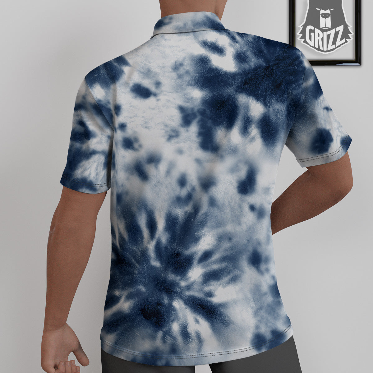 Tie Dye Blue Shibori Print Untucked Shirts-grizzshop