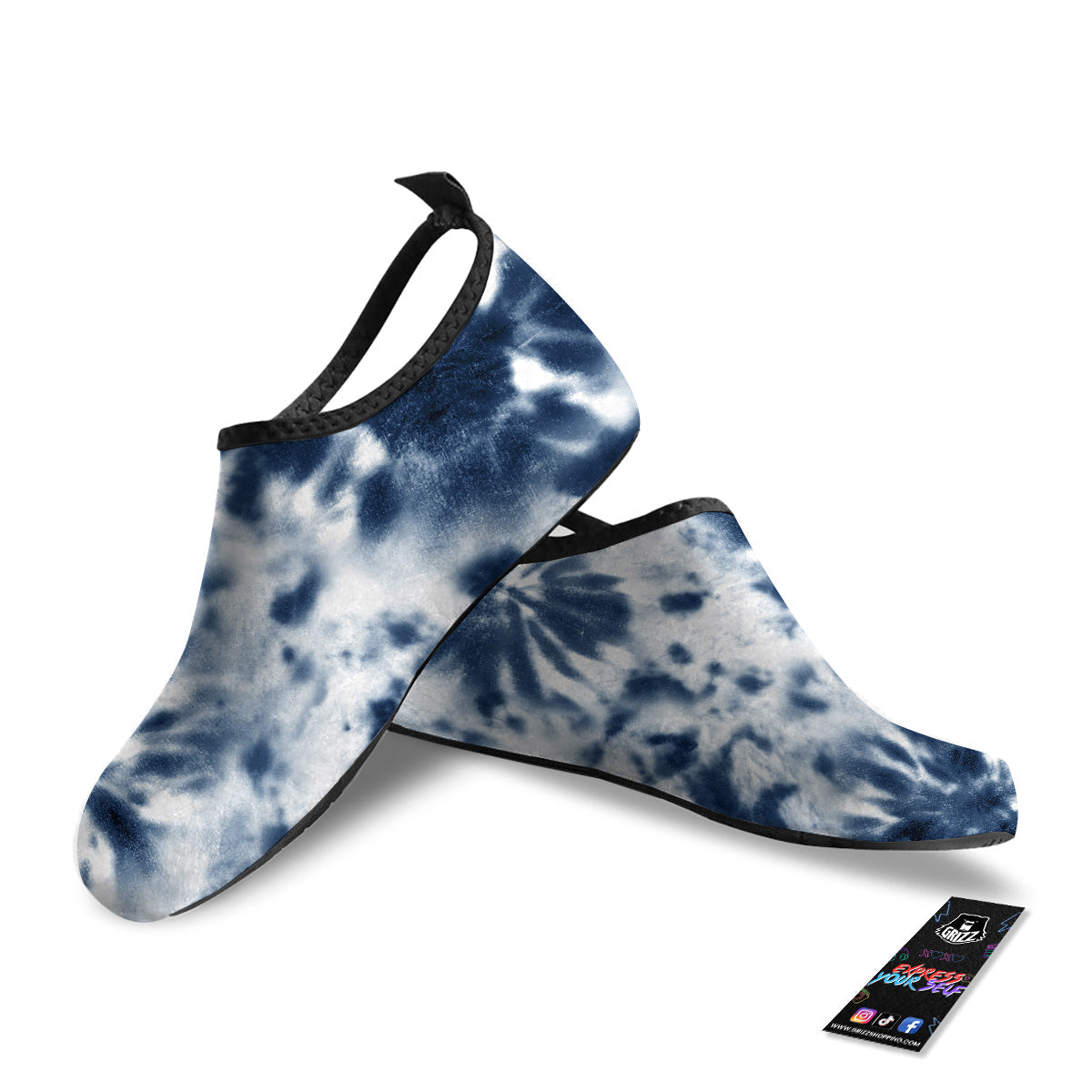 Tie Dye Blue Shibori Print Water Shoes-grizzshop