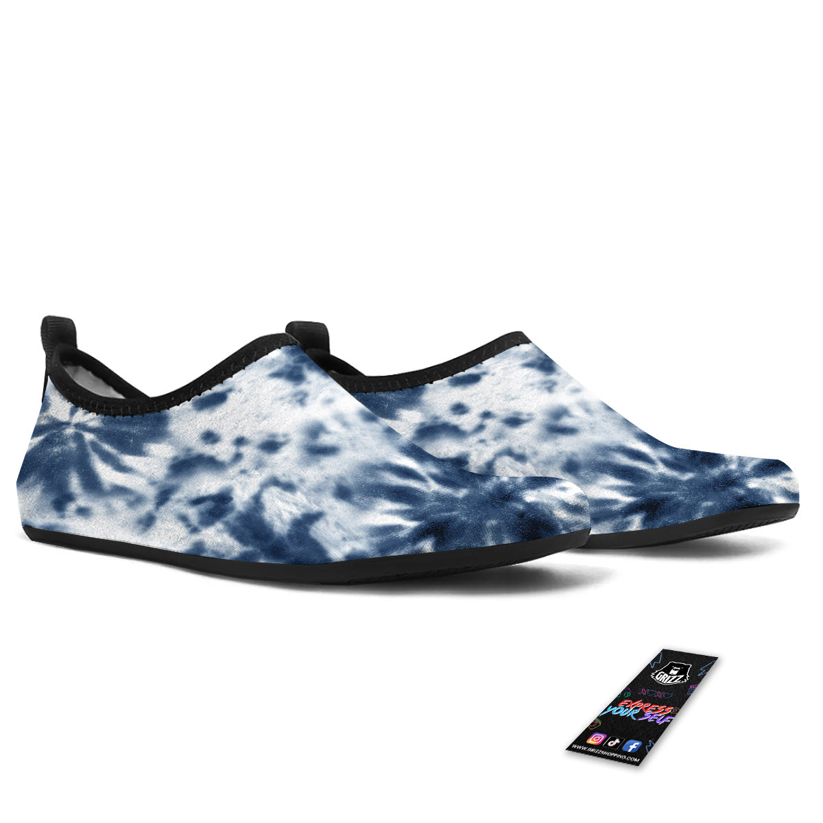 Tie Dye Blue Shibori Print Water Shoes-grizzshop