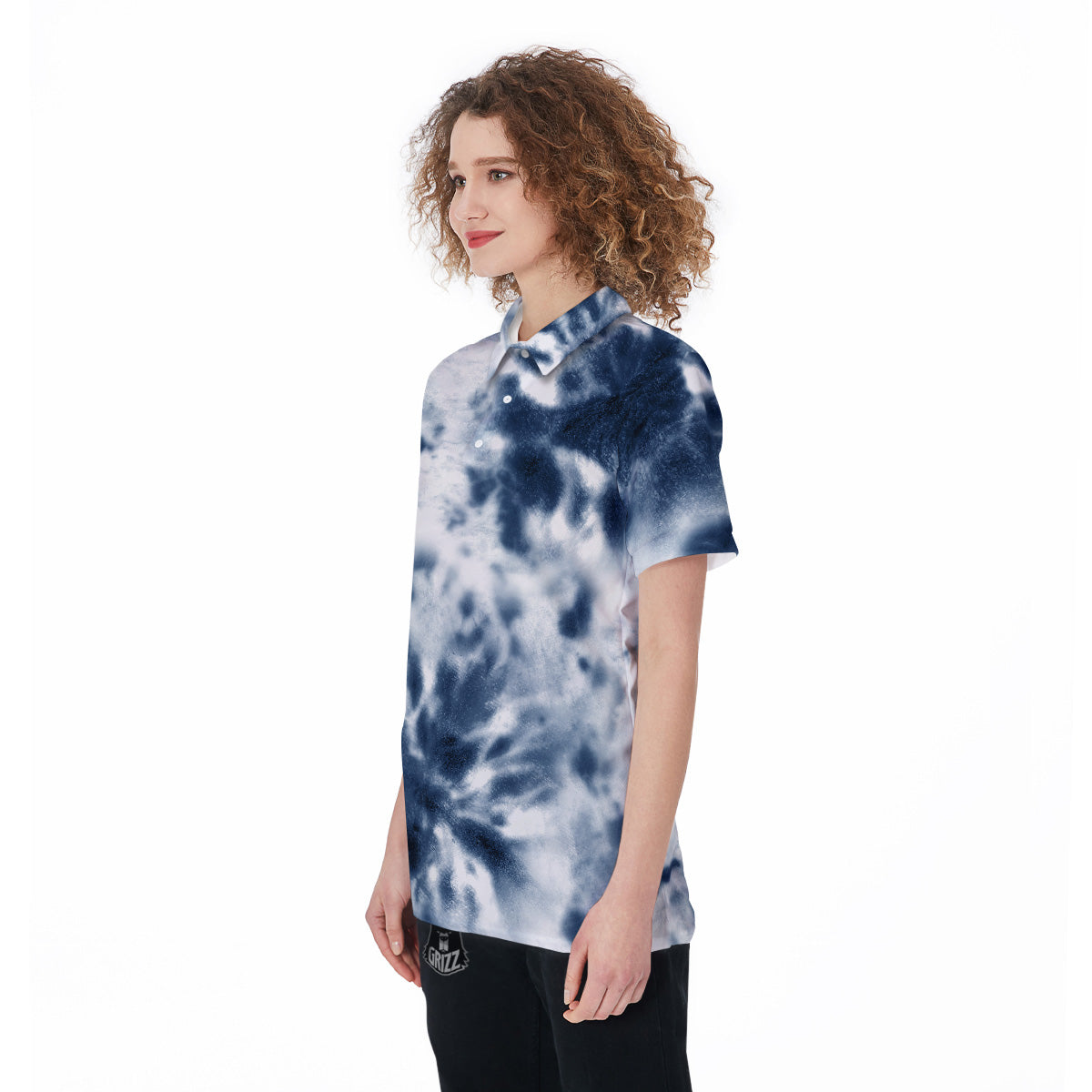 Tie Dye Blue Shibori Print Women's Golf Shirts-grizzshop