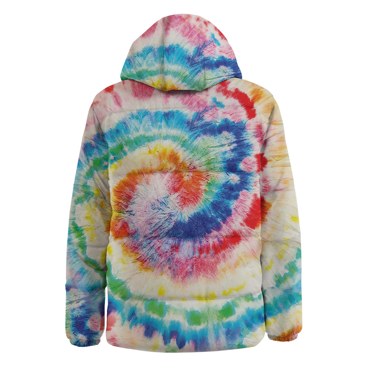 Tie Dye Bright Spiral Print Down Jacket-grizzshop