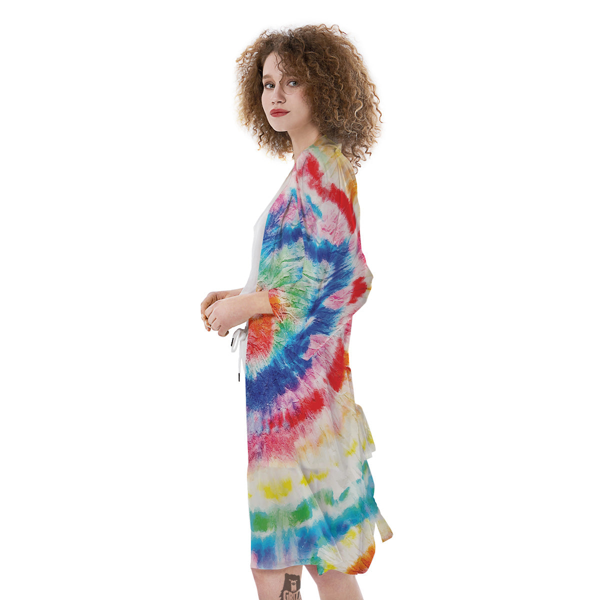 Tie Dye Bright Spiral Print Kimono-grizzshop