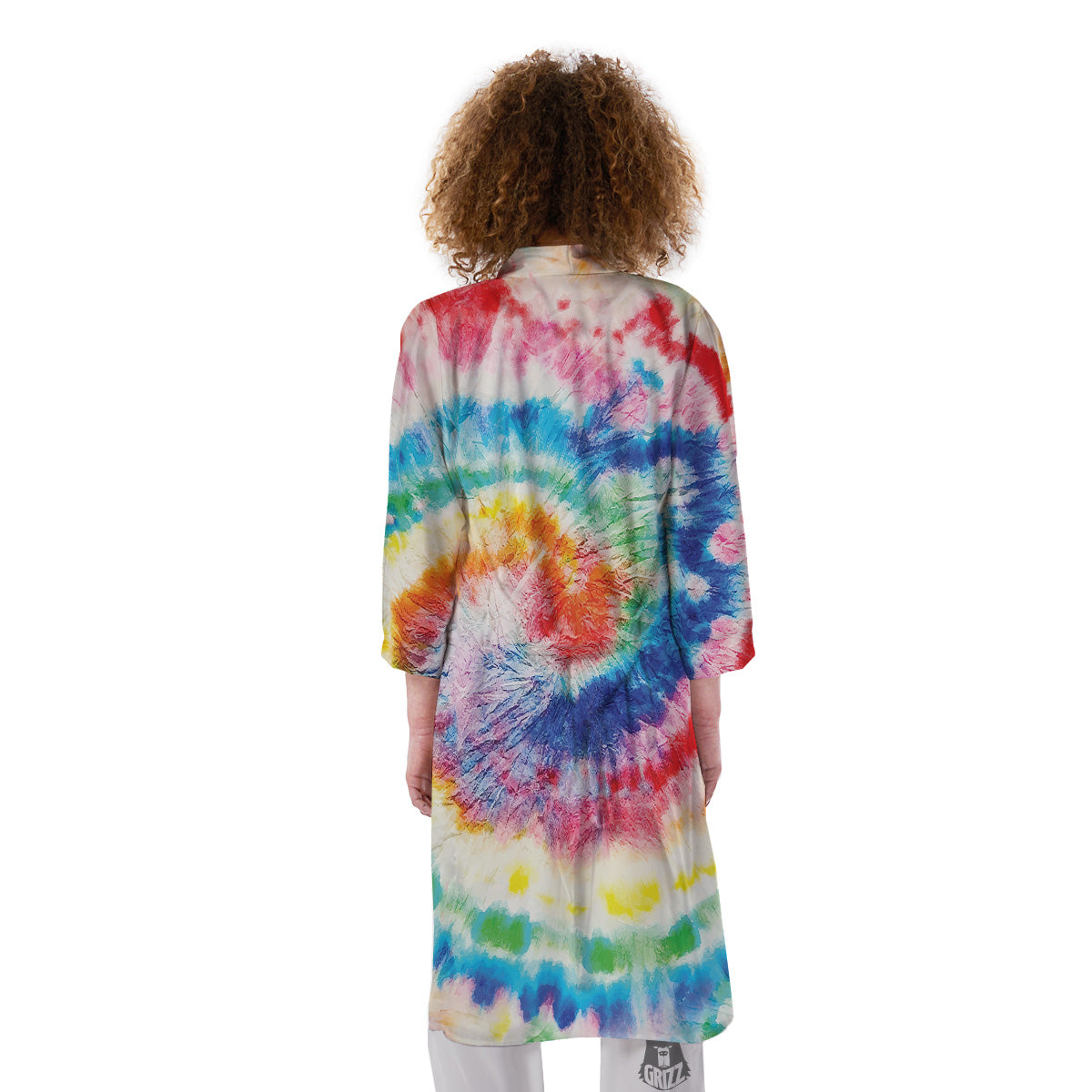 Tie Dye Bright Spiral Print Kimono-grizzshop