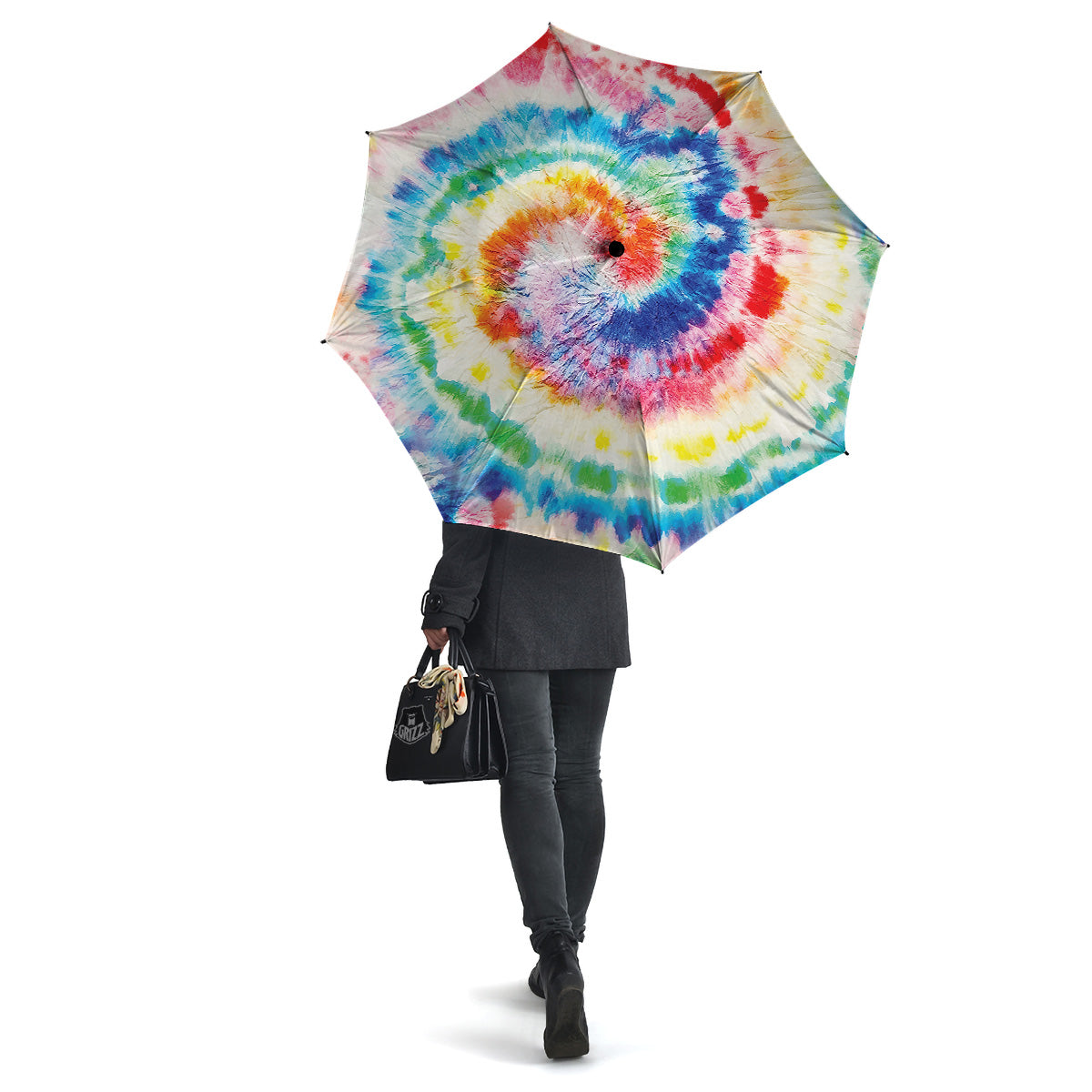 Tie Dye Bright Spiral Print Umbrella-grizzshop
