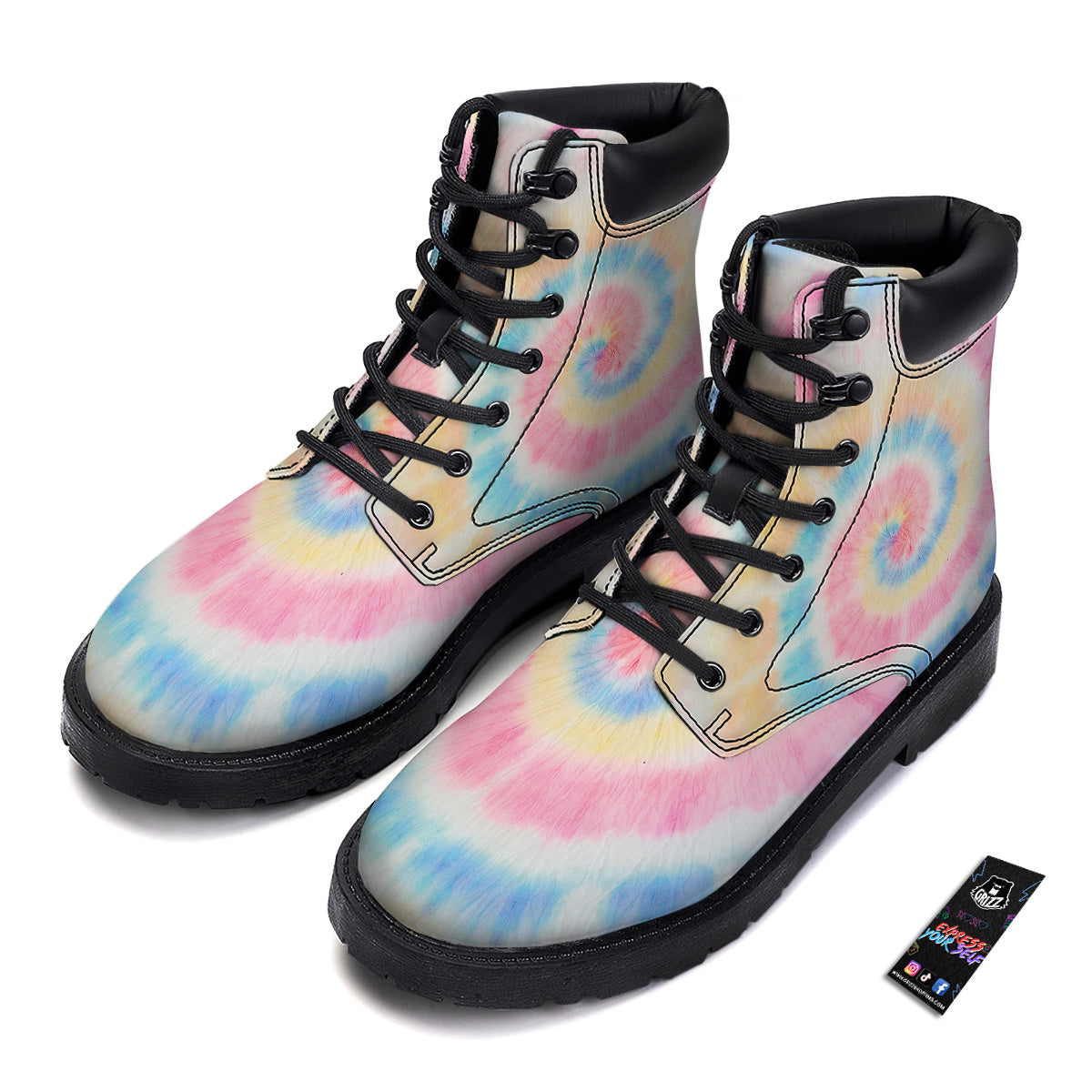 Tie Dye Bright Swirl Print Boots-grizzshop