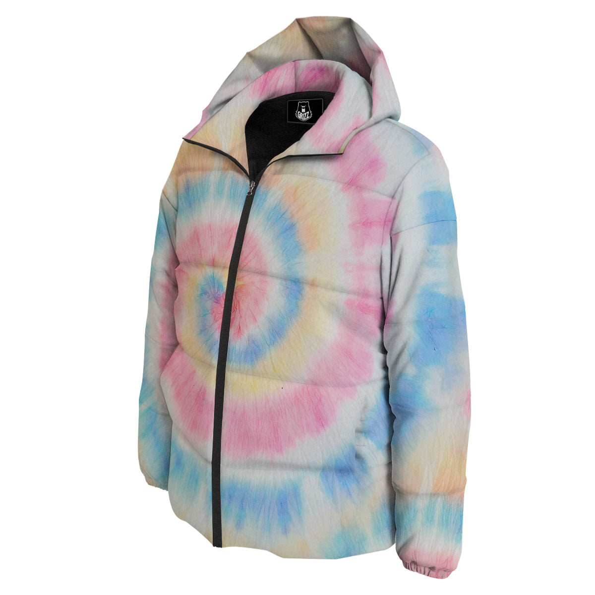 Tie Dye Bright Swirl Print Down Jacket-grizzshop