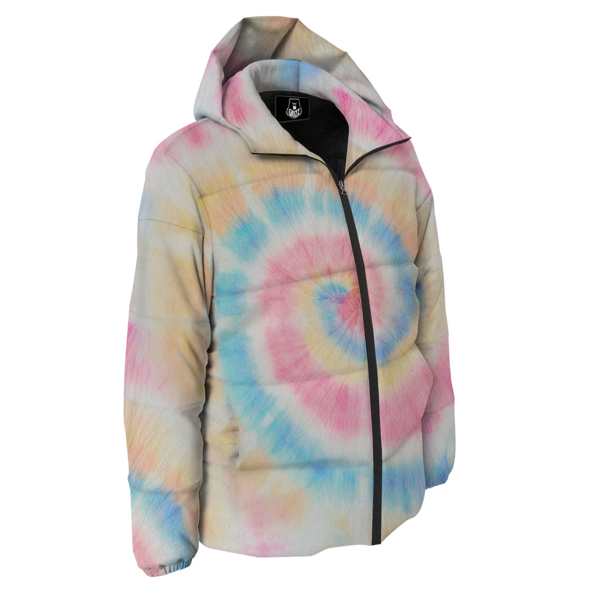 Tie Dye Bright Swirl Print Down Jacket-grizzshop