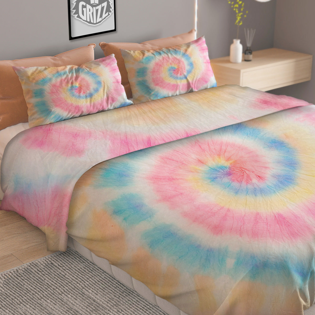 Tattersall Grey Print Pattern Duvet Cover Bedding Set