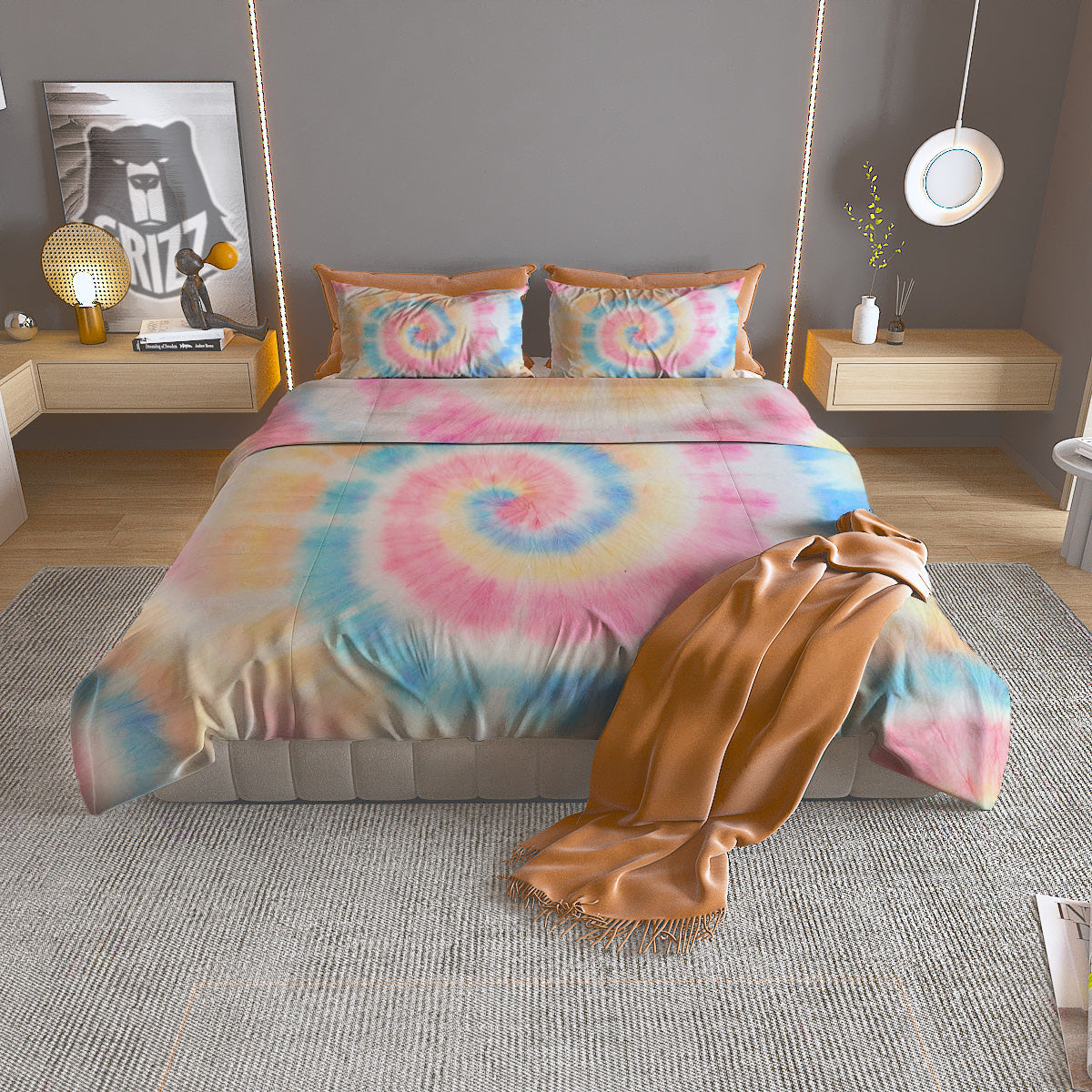 Tattersall Grey Print Pattern Duvet Cover Bedding Set