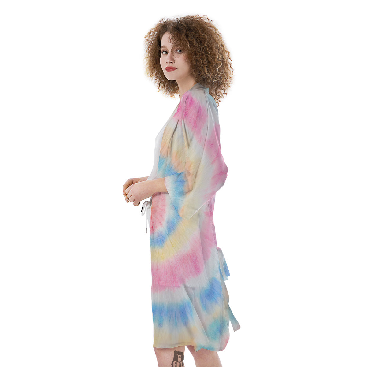 Tie Dye Bright Swirl Print Kimono-grizzshop