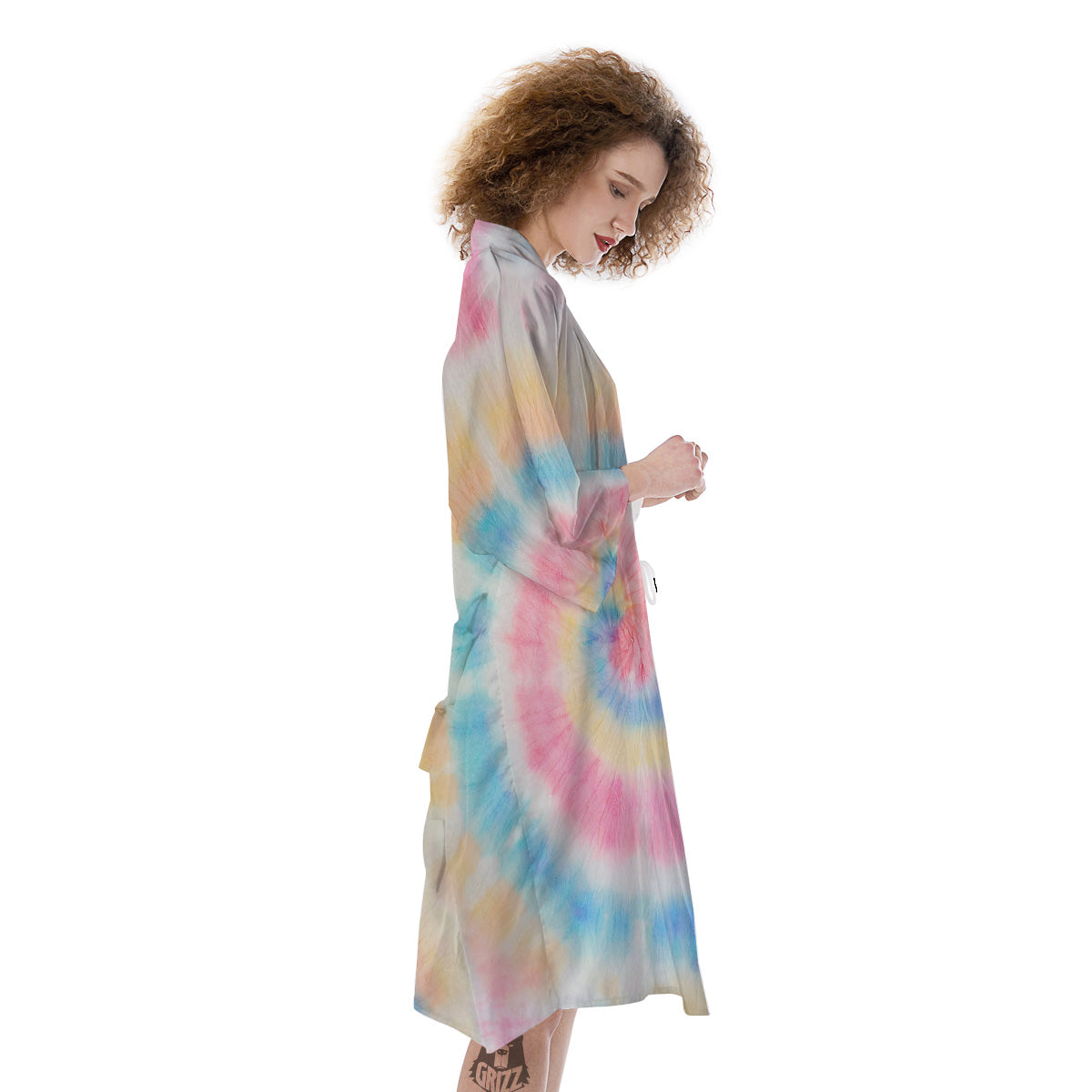 Tie Dye Bright Swirl Print Kimono-grizzshop
