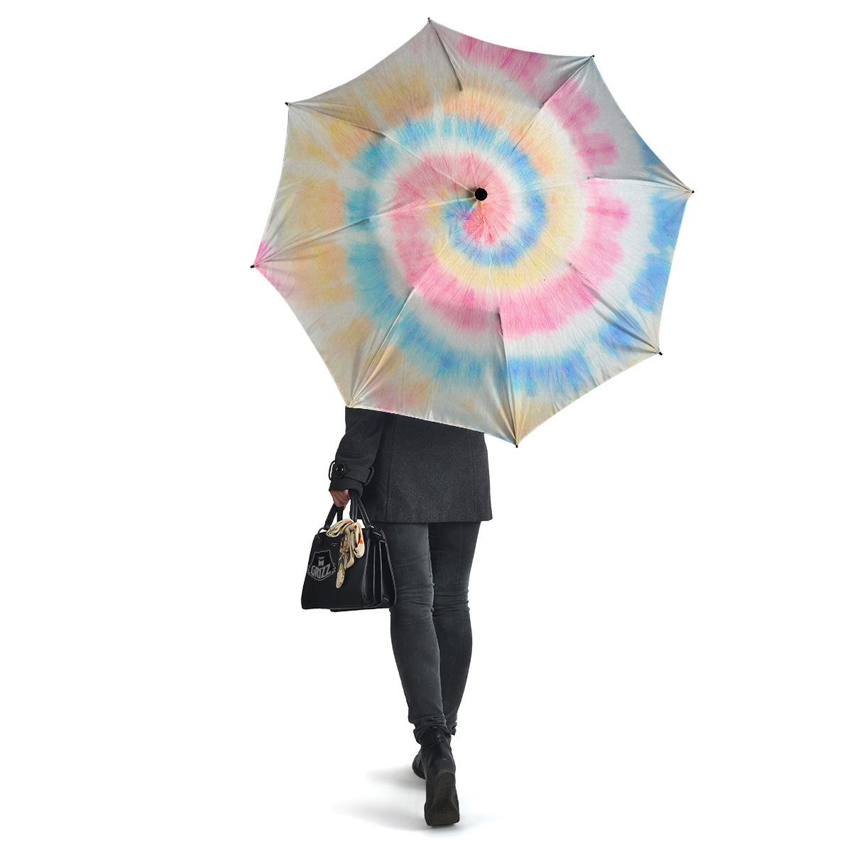 Tie Dye Bright Swirl Print Umbrella-grizzshop
