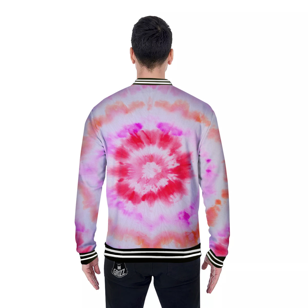 Tie Dye Circle Print Baseball Jacket-grizzshop