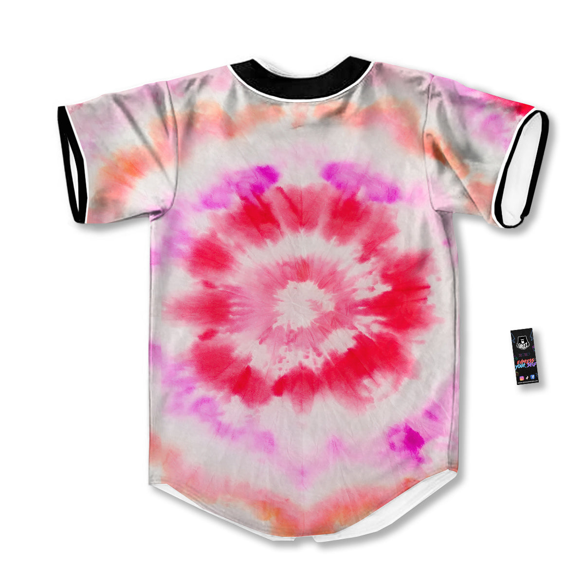 Tie Dye Circle Print Baseball Jersey-grizzshop