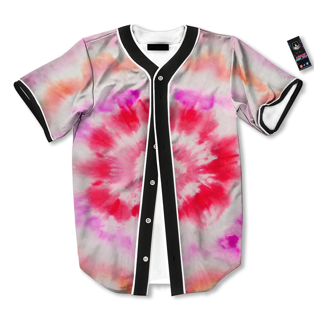 Tie Dye Circle Print Baseball Jersey-grizzshop