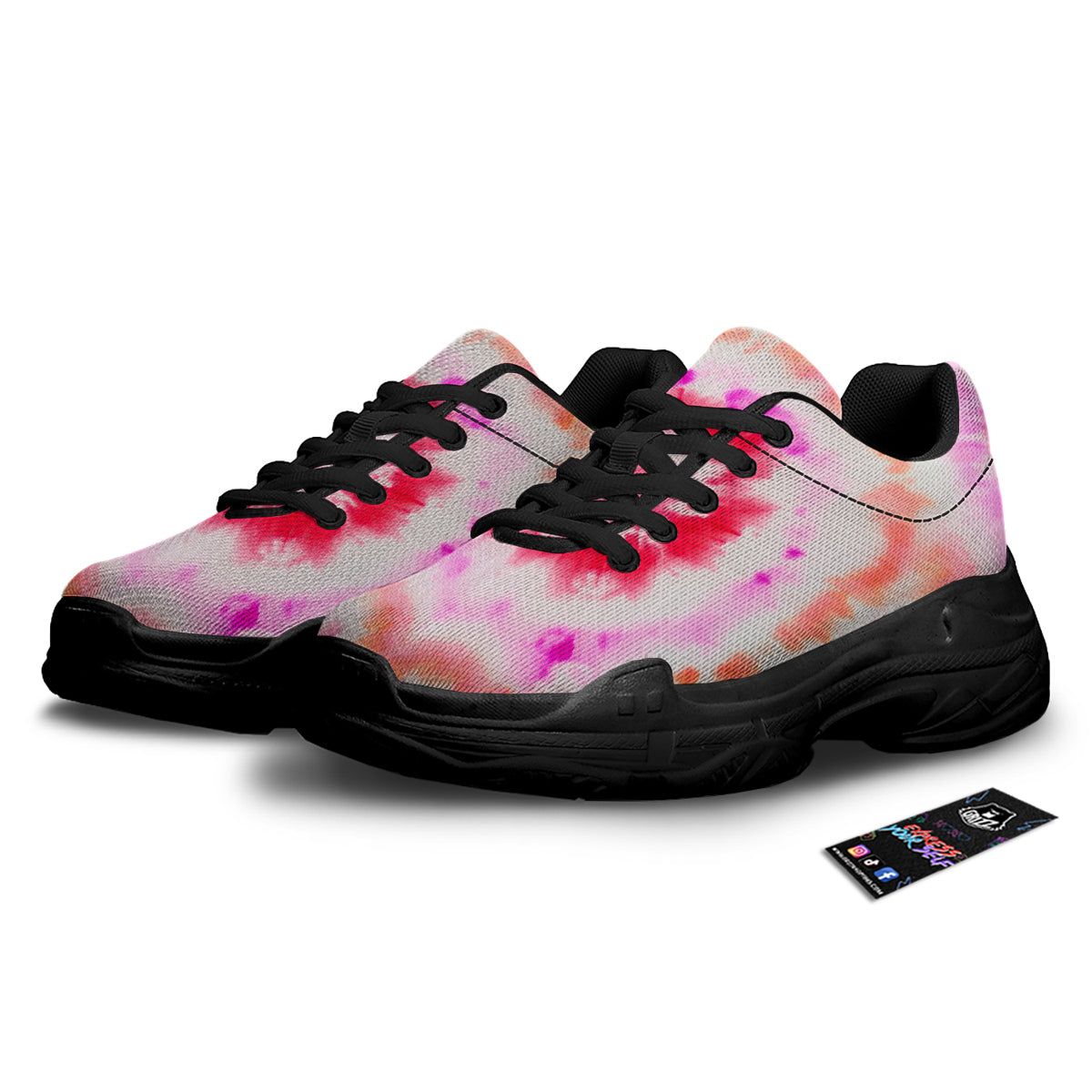Tie Dye Circle Print Black Chunky Shoes-grizzshop
