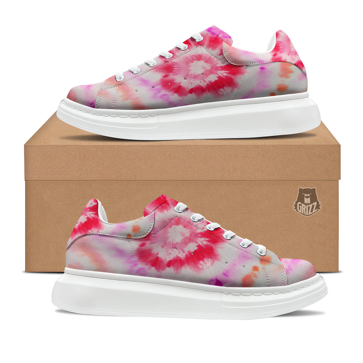 Tie Dye Circle Print Platform Shoes-grizzshop