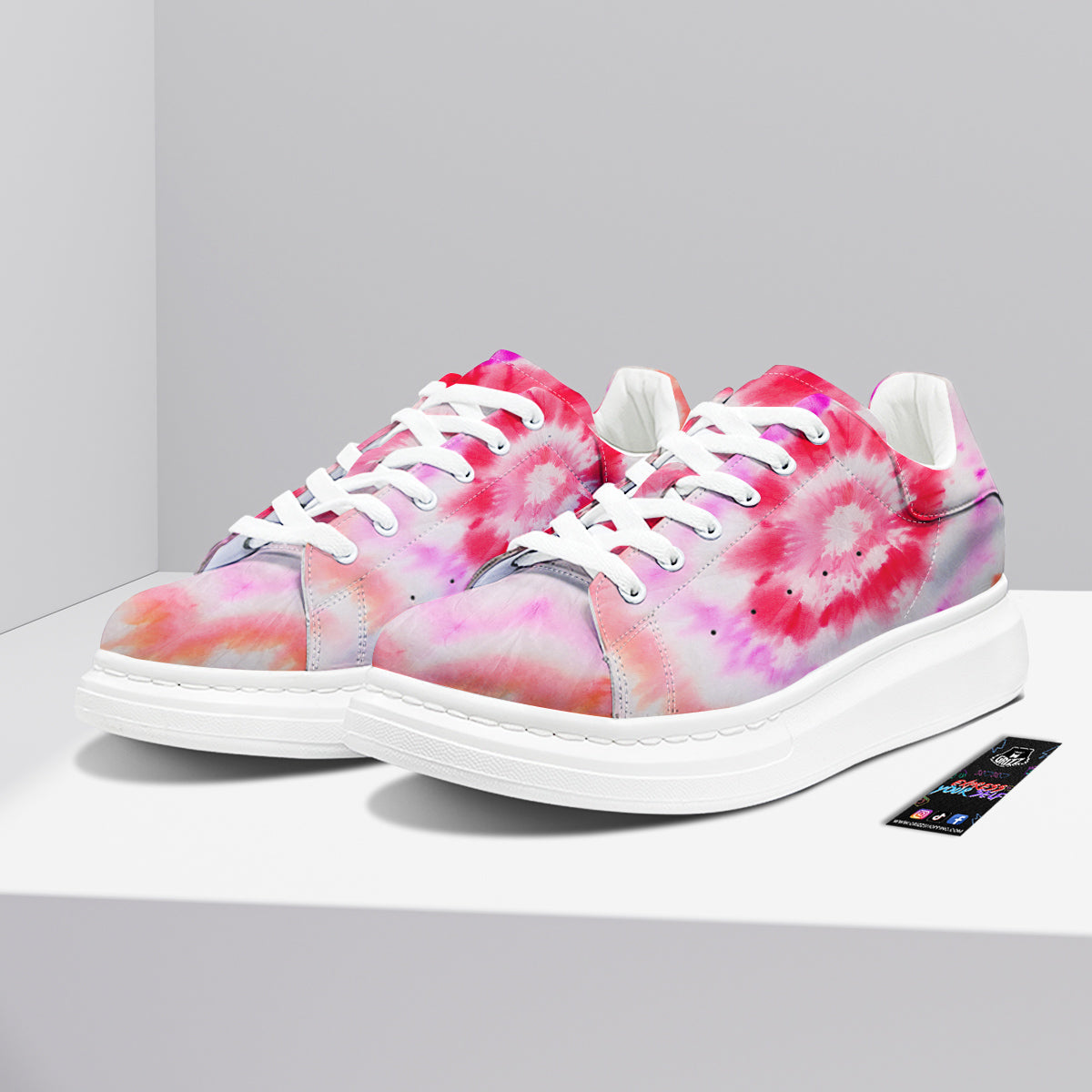 Tie Dye Circle Print Platform Shoes-grizzshop