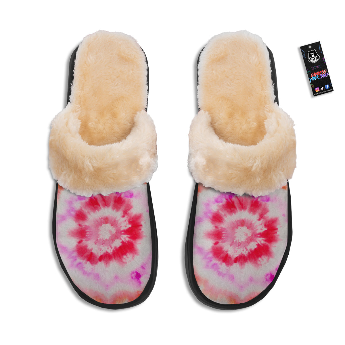 Tie Dye Circle Print Slippers-grizzshop