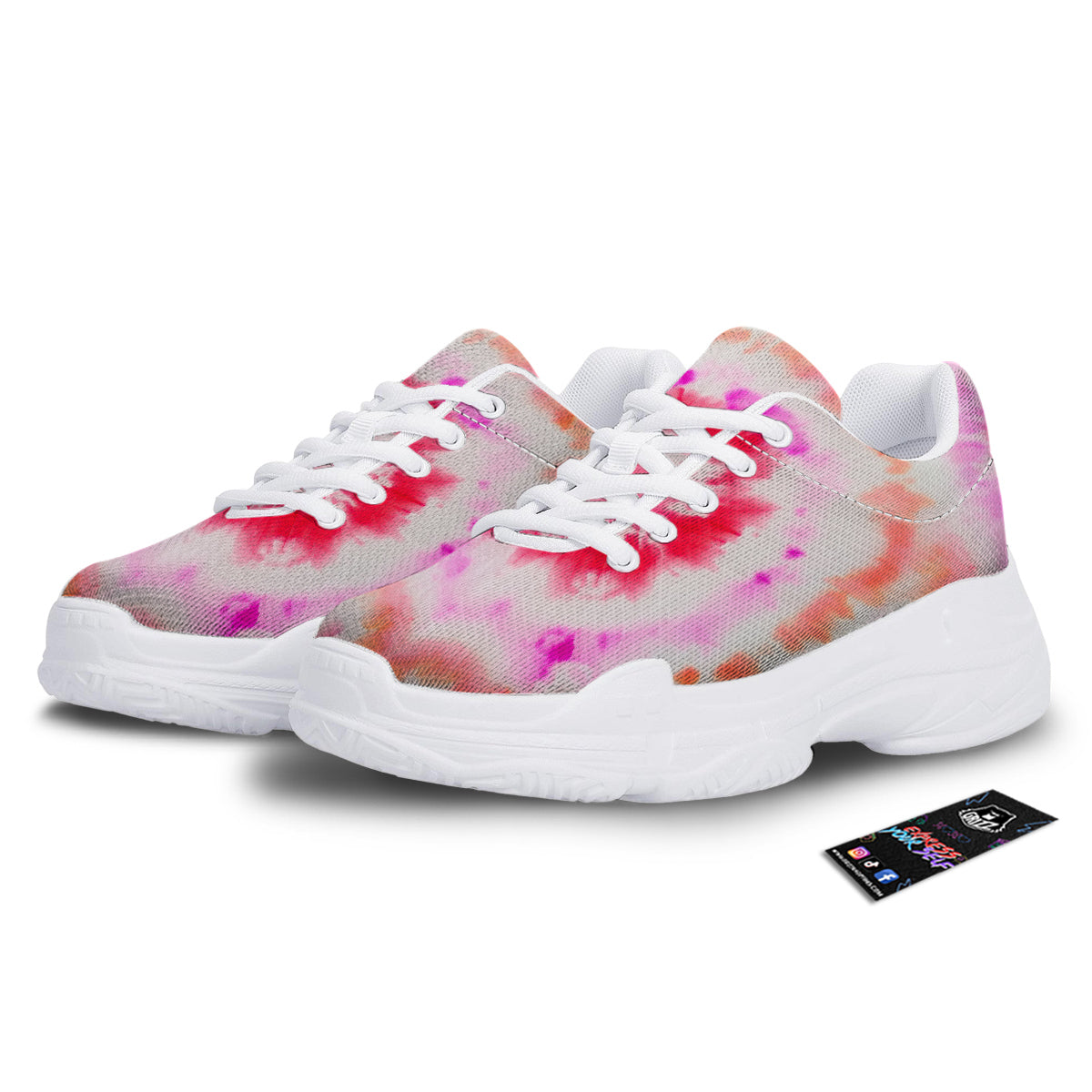 Tie Dye Circle Print White Chunky Shoes-grizzshop