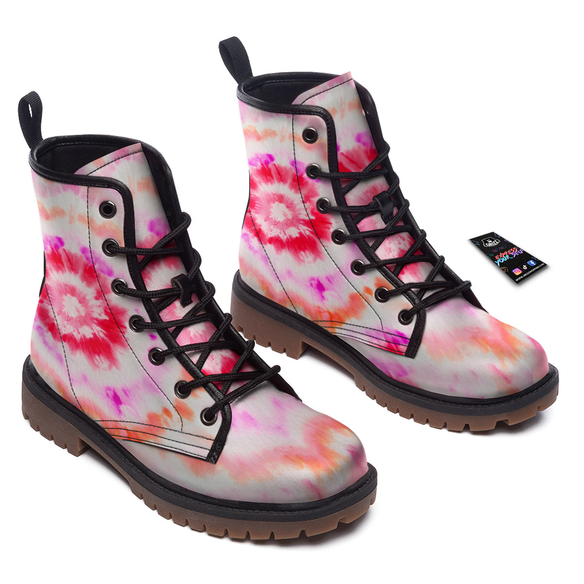 Tie Dye Circle Print Work Boots-grizzshop
